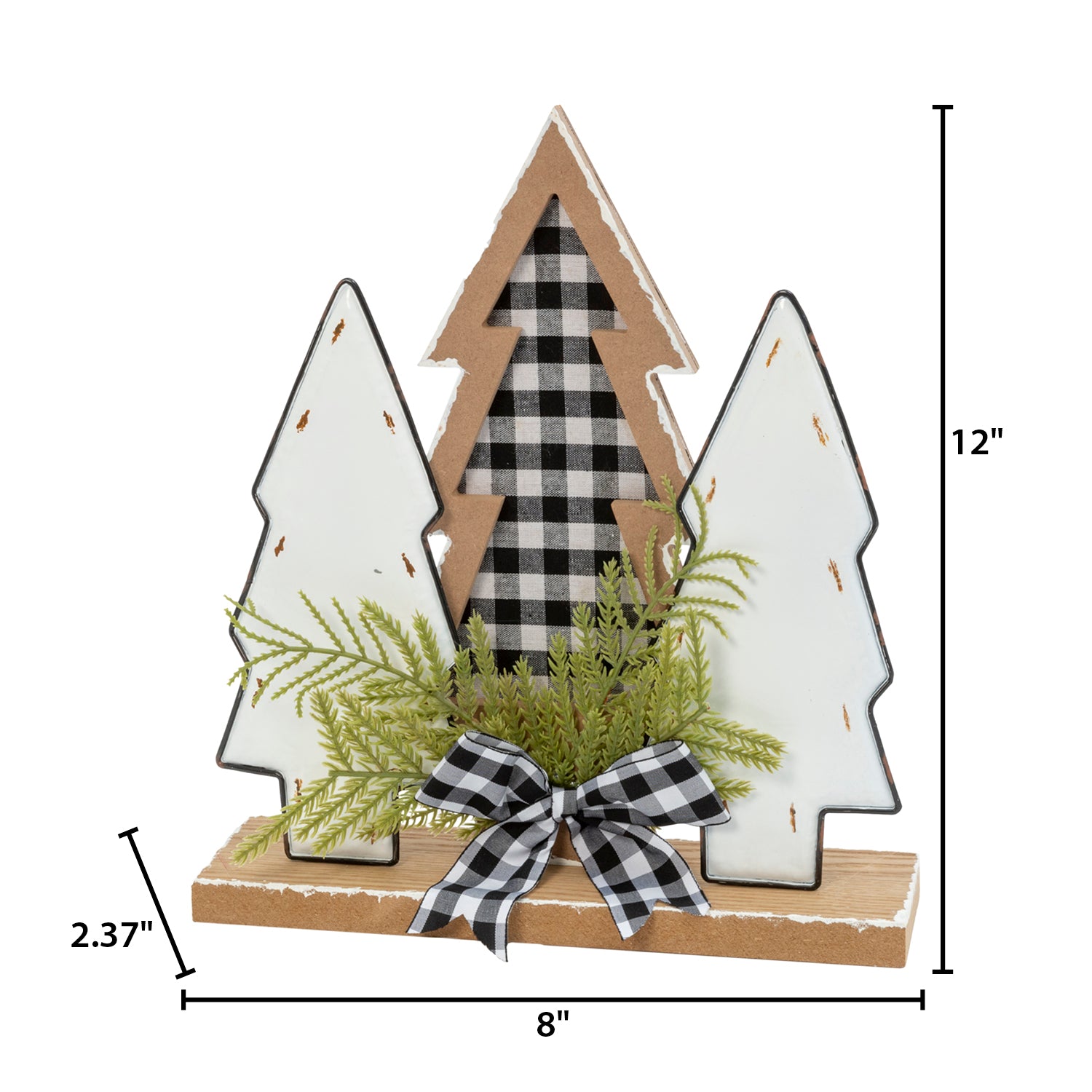 12-in H Wood Holiday Trees with Pine & Bow Accent